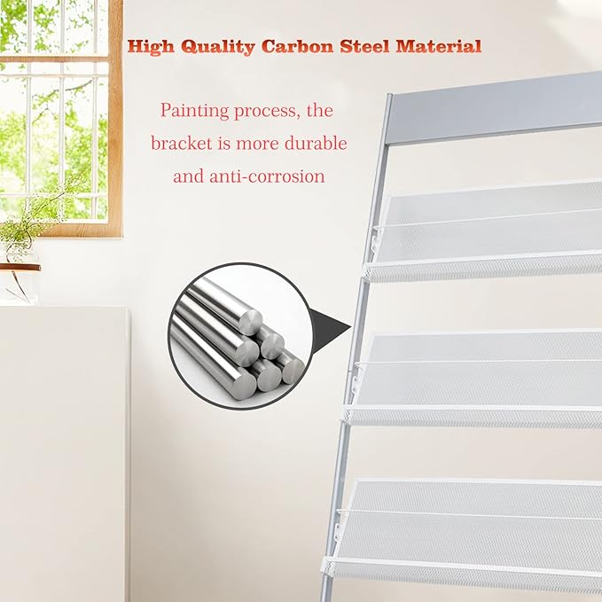 4-Layer Iron Magazine Rack with Wheels, Newspaper Rack, Display Rack, Silver (63)