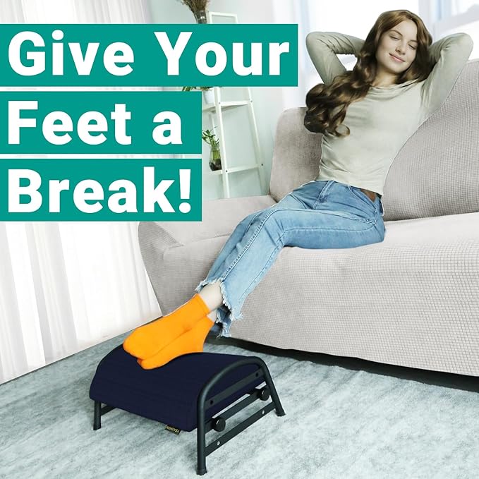 Foot Stool Underdesk Footrest with 3 Adjustable Heights, Under Desk Foot Rest for Car, Home and Office, Office Desk Accessories