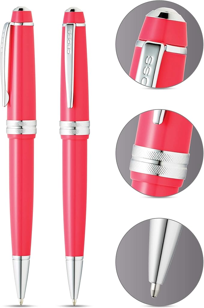 Cross Bailey Light Refillable Ballpoint Pen Presented in a Everyday Gift Box - Medium Point, Black Ink, Polished Coral