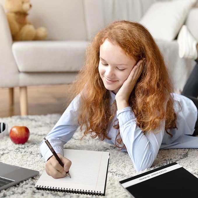 6 Pcs Legal Pad Top Spiral Bound Notebook 70 Sheets Wirebound Notepad Double Sided Ruled Memo Steno Book with Stiff Back Cover for Business(8.5 x 11 Inches,No Holes,White)