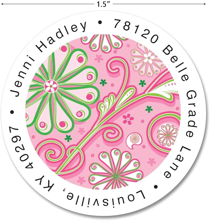 Colorful Images Fun Patterns Floral Return Address Mailing Labels, Personalize with Name & Address, Set of 144 Self Adhesive, Easy Peel Flat Label Sheets, Round, 3 Designs