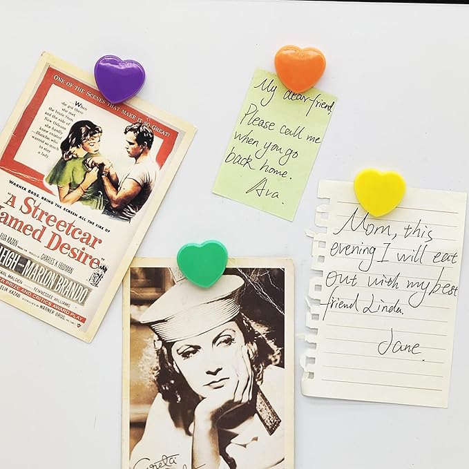 Fridge Magnets - 50 Pcs Mini Cute Magnets, Strong Heavy Duty for Whiteboard, Refrigerator, Locker, Kitchen, Office (10 Colors, Heart)