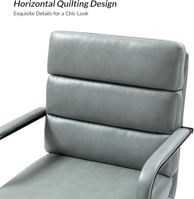 HULALA HOME Modern Faux Leather Home Office Chair with Tilt Lock & Metal Base, Desk Chair with Wheels & Padded Cushion, 360° Swivel Wide Seat Computer Task Chair, Sage