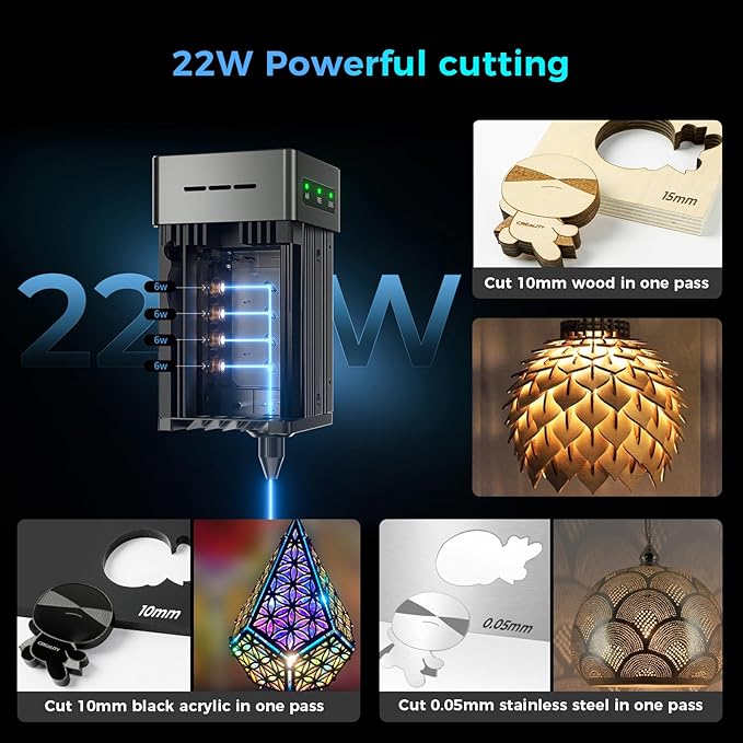 Creality Laser Engraver Faclon2 Pro S 22W Desktop Diode Laser Cutter and Engraver Machine with Enclosure,Smart Camera,Air Assist, Auto Focus Engraving Machine