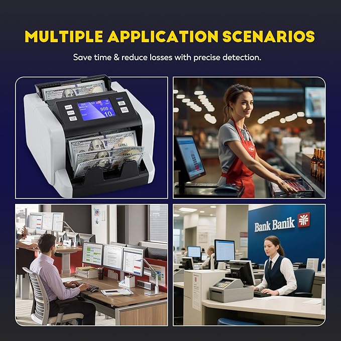 CGOLDENWALL Mixed Denomination Money Counter Machine, Touchscreen Value Counter, 1500Bills/min Cash Counting, UV/MG/IR/DD Detection, Multi-Currency & Modes Bill Counter for Business