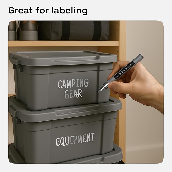 ARTISTRO 2 Silver Permanent Marker - Waterproof Markers for Tire, Fabric, Rocks, Glass, Ceramic, Wood, Paper - Oil Based Paint Pens - Medium Tip 3mm