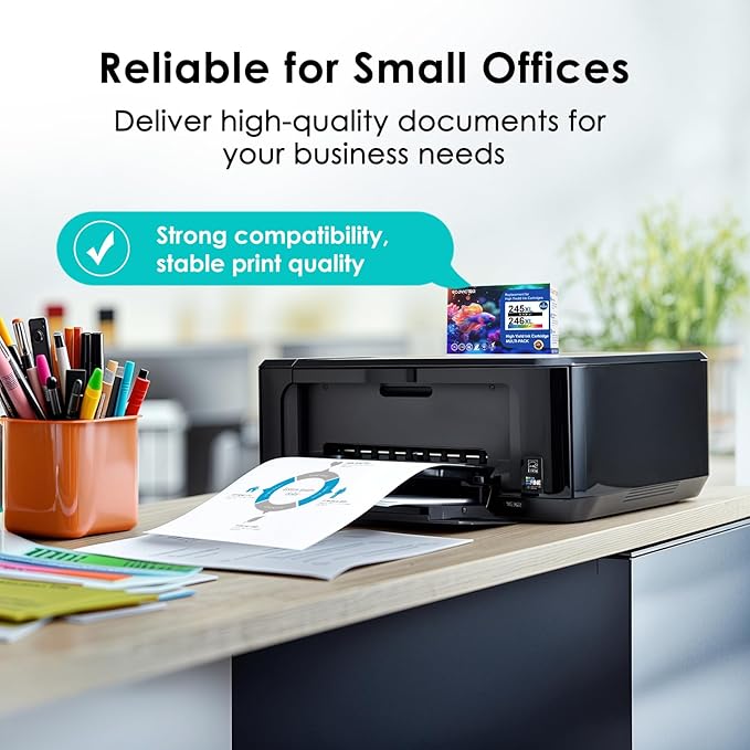 Eco-Friendly Ink Cartridge Replacement for Canon 245XL 246XL Black and Color Combo 2 Pack 245 246 PG-245 CL-246 XL for PIXMA TR4520 TR4522 TR4500 TS3320 MX492 MG2522 MG2920 MG3029 Printer