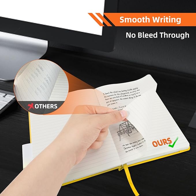 BOSSAND Lined Journal Notebooks, 6 Pack A5 Journals for Writing, 200 Pages 100 GSM Thick Classic Ruled Paper, Hardcover, 8.25 inches x 5.75 inches, 6 Colors