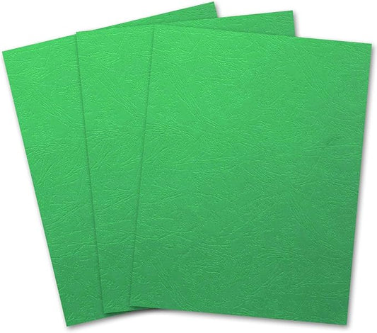 Binditek 100 Pack Grain Texture Paper Binding Presentation Covers, Letter Size, 13Mil, 90lb, 8.5 x 11 Inches, Un-Punched, Green