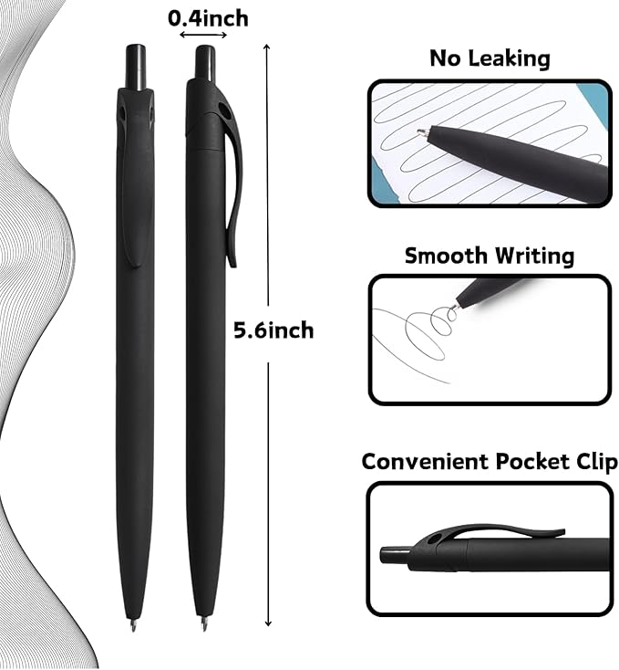 BallPoint Pens, 50 Pack (BLACK Ink),Bulk Pens, Black Barrel,Click Pens for Office Home and School, Retractable Ballpoint Pens, Medium Point, 1.00MM (Black)