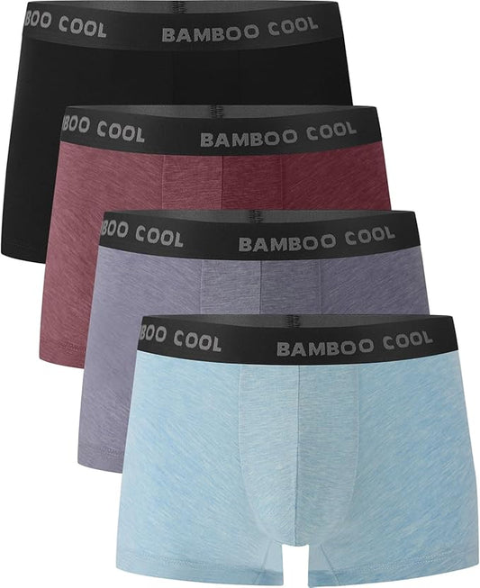 BAMBOO COOL Men's Ultra Breathable Underwear,No Riding Up Boxer Briefs with ComfortFlexible Waistband,Multipack