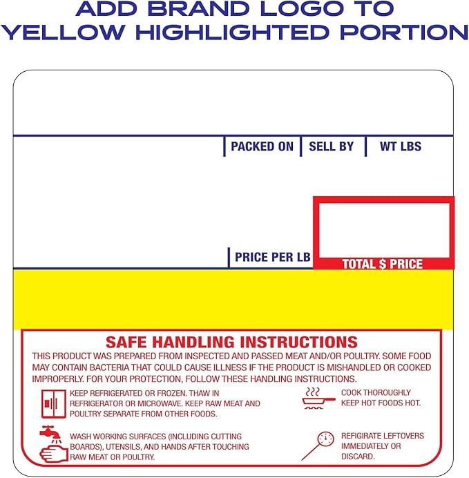 CEPRICO - Customizable CĀS Scale Labels - 96 Rolls of Thermal Printing Scale Labels – Compatible with CĀS LST-8040 | Safe Handling Instruction | Ideal for Supermarkets, Retailers and Grocery Stores