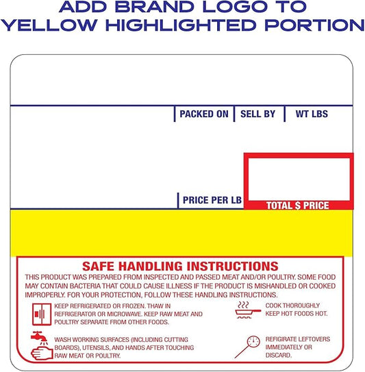 CEPRICO - Customizable CĀS Scale Labels - 96 Rolls of Thermal Printing Scale Labels – Compatible with CĀS LST-8040 | Safe Handling Instruction | Ideal for Supermarkets, Retailers and Grocery Stores