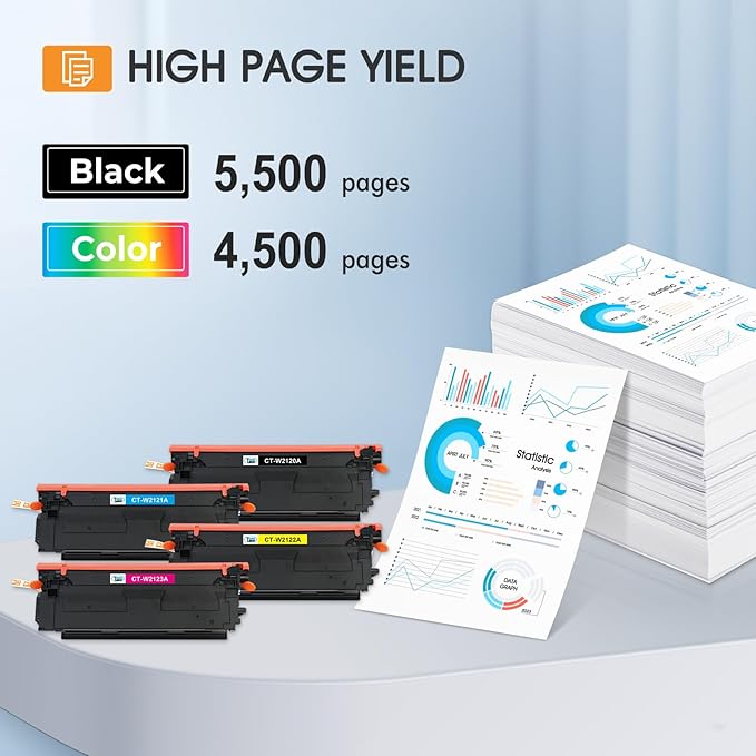 212A 212X Toner Cartridges 4 Pack Compatible for HP 212A 212X W2120A W2120X (with Chip) for Color Laserjet Enterprise M555dn M554dn M555x M554 M555 MFP M578 Series Printer Ink (New Version-BK/C/Y/M)