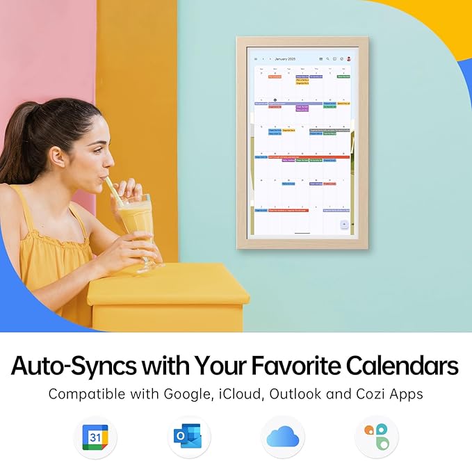 ApoloSign Digital Calendar: Electronic Calendar, Smart Touchscreen Interactive Display for Chore Chart, Family Schedules Planner, Supports All Apps via Google Play (Yellow, 21.5-inch)