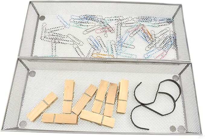 HAHIYO Stackable Mesh Tray Cup 15 x 6 x 2 inches Sturdy Container for Desk Drawer Organizer Collection for Home Office School kitchen Soft Foam Feet No Sharp Edges 1 Pack Silver