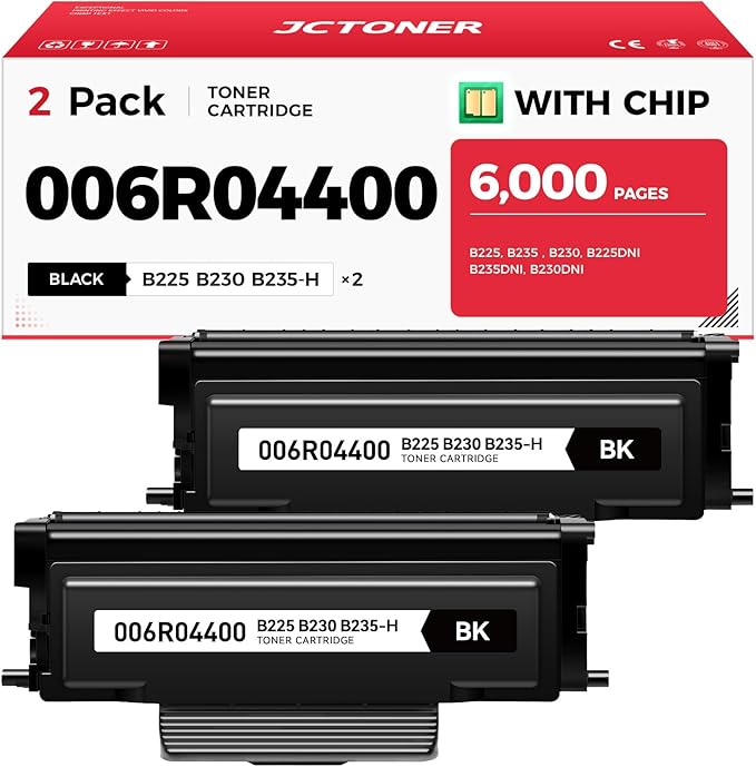 B230 B225 B235 Toner Cartridge 006r04400 High-Yield Toner 2-Pack with Chip Replacement for 006R04399 006R04400 006R04401 Xerox with B230 B225 B235 B225DNI B235DNI B230DNI Printer Ink All-in-One Copier