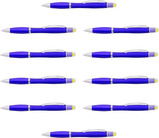 DISCOUNT PROMOS 10 Marathon Gel Highlighter Pens Pack - Twist Mechanism, Ballpoint - Blue