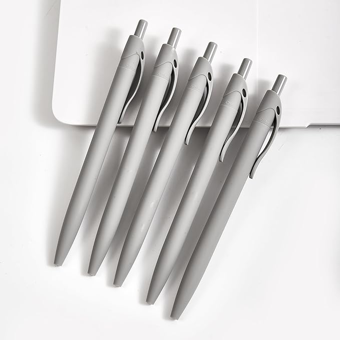 BallPoint Pens, 50 Pack (BLACK Ink),Bulk Pens, Grey Barrel,Click Pens for Office Home and School, Retractable Ballpoint Pens, Medium Point, 1.00MM (Grey)
