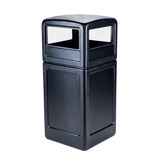 Commercial Zone-73290199 PolyTec 42 Gallon Square Waste Container with Dome Lid Color: Black