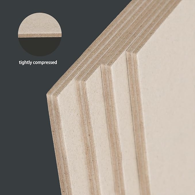 25 Pcs Book Board, Binder Board, Cover Board, Heavy Duty Chipboard for Book Binding, DIY Cardboard (Gray, 10 x 10 Inch 80PT)