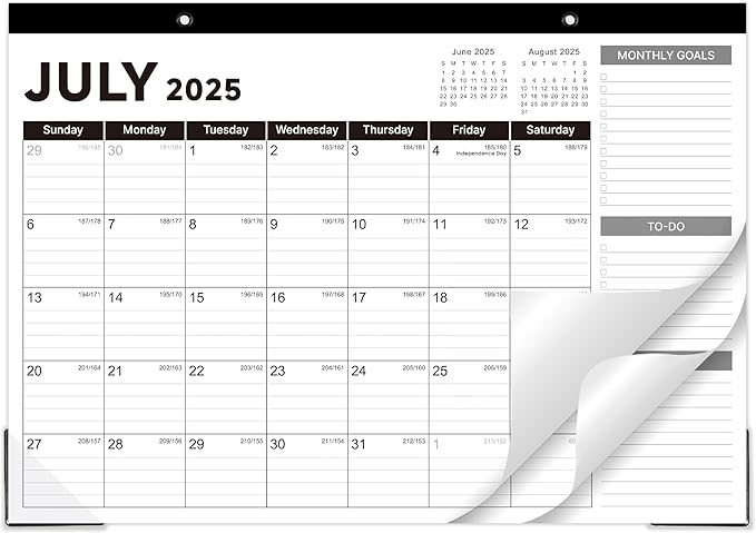 2025-2026 Desk Calendar - Desk Calendar 2025-2026, Jul. 2025 - Dec. 2026, 17"x12" Desktop Calendar with Notes, Corner Protector, Ruled Blocks