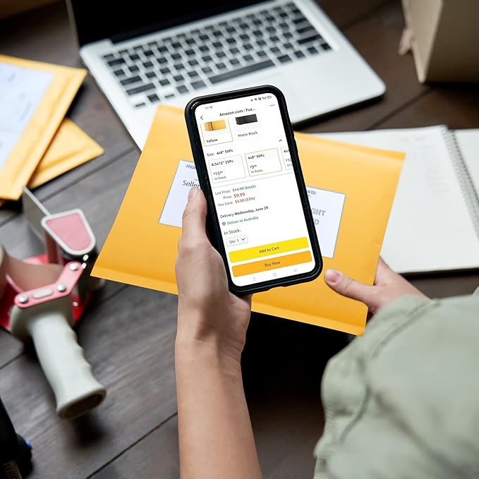 Fuxury Kraft Bubble Mailer 6x10 Inch 50 Pack，Strong Adhesion Padded Envelopes,Self Seal Bubble Envelopes, Waterproof Cushioned Bubble Mailers Packaging for Small Business，Bulk #0 Mailers Yellow