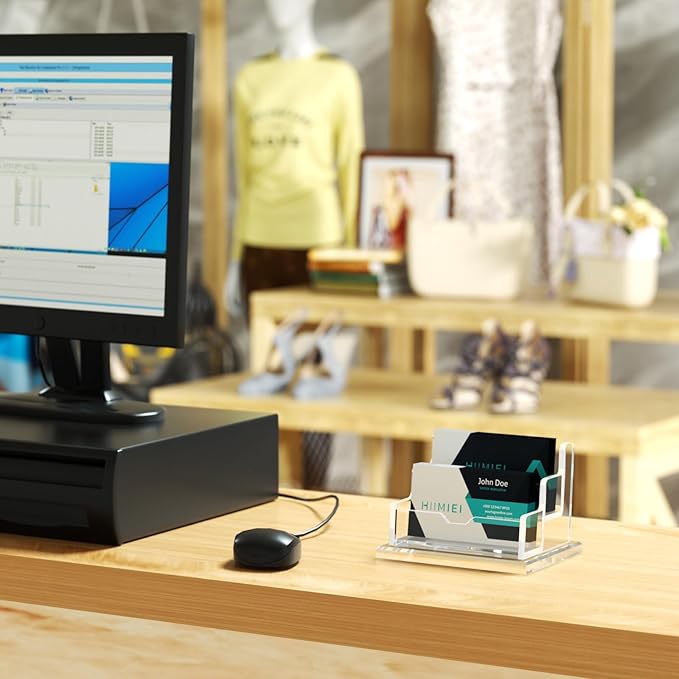 HIIMIEI Acrylic Business Card Display, Multiple Card Holder for Office, Home, Restaurant - 2 Slot, 2 Tier
