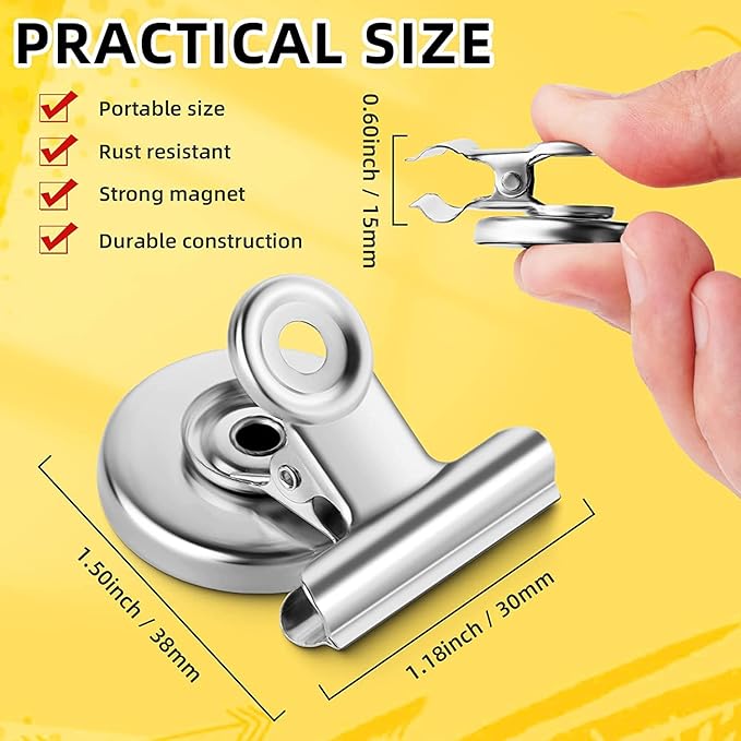 Grtard 24pack Magnetic Clips Heavy Duty, Magnet Clips for Fridge, Refrigerator Magnets, Strong Magnetic Clip,Scratch Free Magnets with Clip for Refrigerator, Whiteboard, Classroom, Locker
