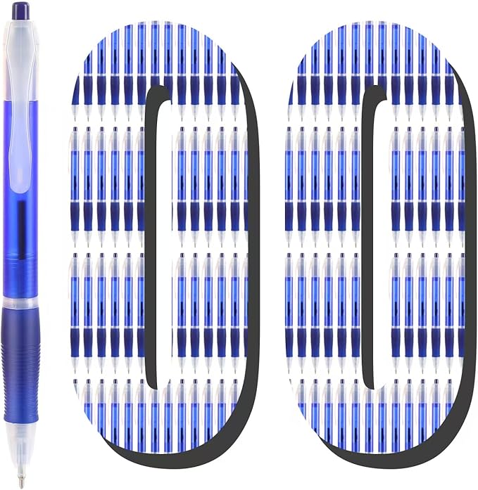 Aozora Retractable Pens Ballpoint Super Smooth Writing Pens Bulk 100 pack Medium Point 1.0mm No Bleed Click Pens with Soft Grip Blue Ink