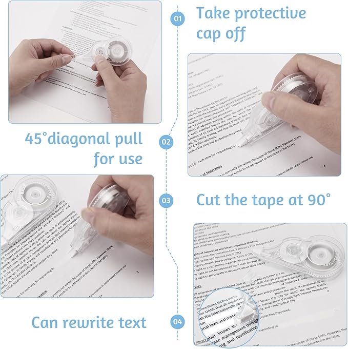 12 Pcs 39.4 Ft Correction Tape, Tear-Resistant Tape Bulk for School, Office, Note Taking, Journal (Tape Width 0.2 in, Clear)