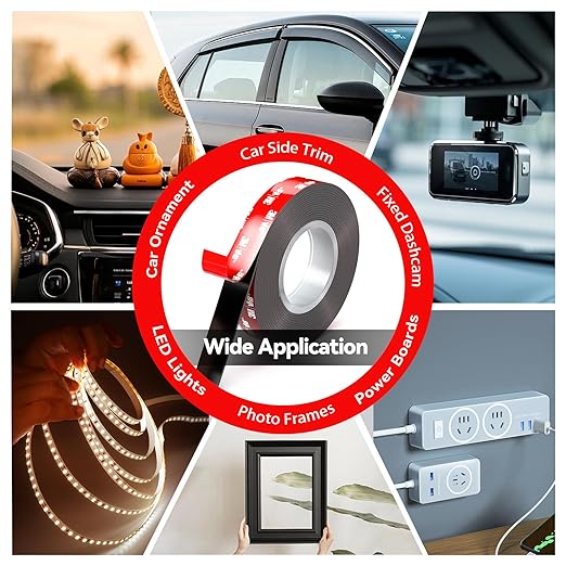 2 Rolls Double Sided Tape High Temperature Resistant Heavy Duty, Made of 3M, 19.7 Ft X 0.6 ", Strong Adhesion and Multi-Purpose Automotive Parts Mounting Tape