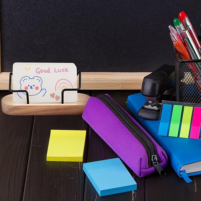 Amyhill 2 Pieces Wood Business Card Holder for Desk Wooden Business Card Display Stand Postcard Holder for Office Home Desktop(Wood Color)