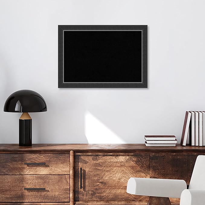 Amanti Art Black Cork Board for Wall, 19x27 Vision Board with Black Wood Frame, Medium Corkboard Office Decor for Home Organization, Modern Corkboard Pinboard to Display Items for Home Organization