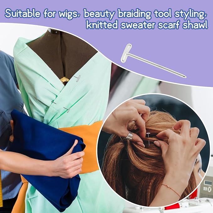 1Inch 120 Pcs T Pins, Sewing Pins for Wigs, Blocking Knitting, Modelling, Wig Making and Crafts, Stainless Steel Head Pins for Sewing and Craft, Jewelry Making