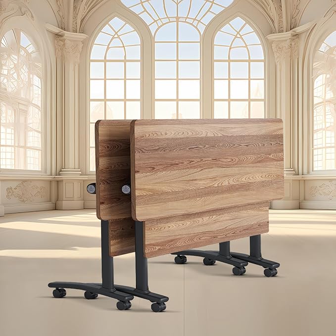 Conference Room Table with Flip-Top Design for Dynamic Meetings, Business Table Computer Desk with Heavy-Duty Frame,Foldable Seminar Meeting Tables for Home Office (2, C, 47.2IN)