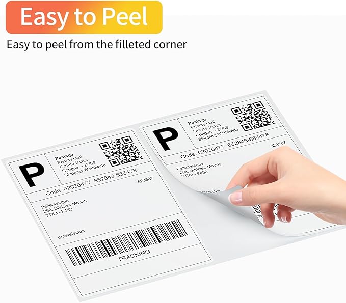 Coopaty Half Sheet Shipping Labels 8.5" x 5.5" Sticker Labels for Laser & Ink Jet Printers, 2 Per Page Self Adhesive Mailing Labels for Packages (500 Labels)