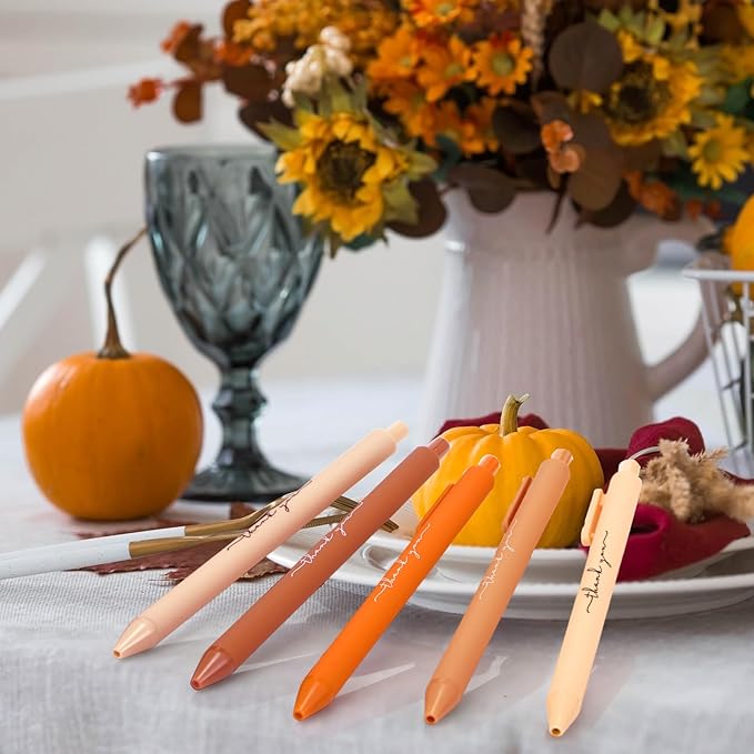 30pcs Thank You Pens Bulk Cute Multicolor Ballpoint Pen for Men Women Server Accessories Employee Holiday Appreciation Gifts for Teacher Office Back to School Party Favor (Orange)