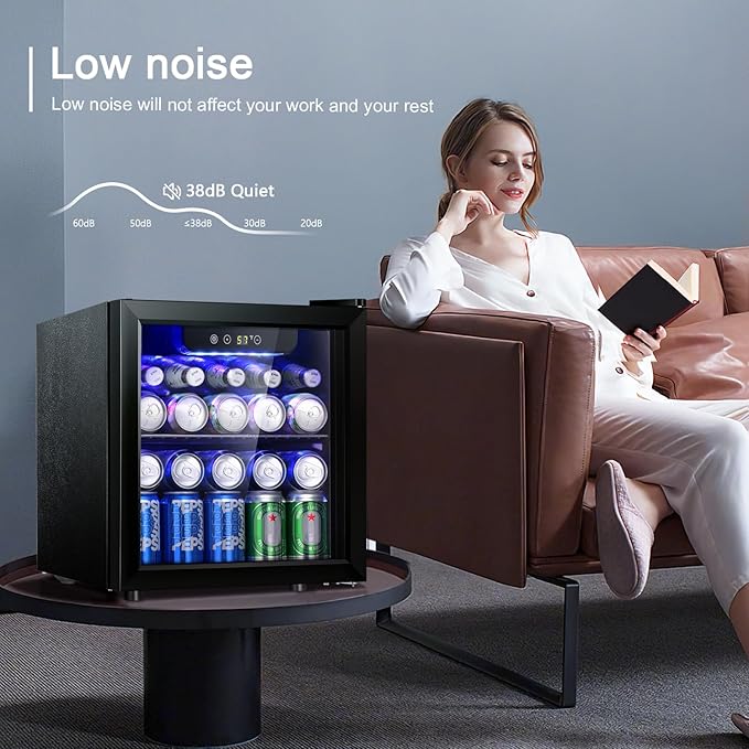 Antarctic Star 12 Bottle/48 Can Beverage Refrigerator, Wine Cooler/Cabinet, Mini Drink Fridge, Clear Front Glass Door Counter Top Red Cellar Beer Soda Bar Quiet Compressor Freestanding 1.3 cu.ft.