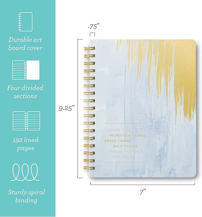Compendium Spiral Notebook - You are here to do incredible things… — A Designer Spiral Notebook with 192 Lined Pages, College Ruled, 7.0”W x 9.25”H
