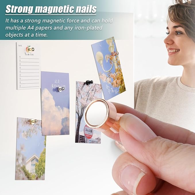 22 Pack Fridge Magnets, Rose Gold Strong Magnets for Whiteboard, Push Pin Refrigerator Magnets Small Strong Rare Earth Magnets Neodymium Magnet for Office, Classroom, Kitchen, Home