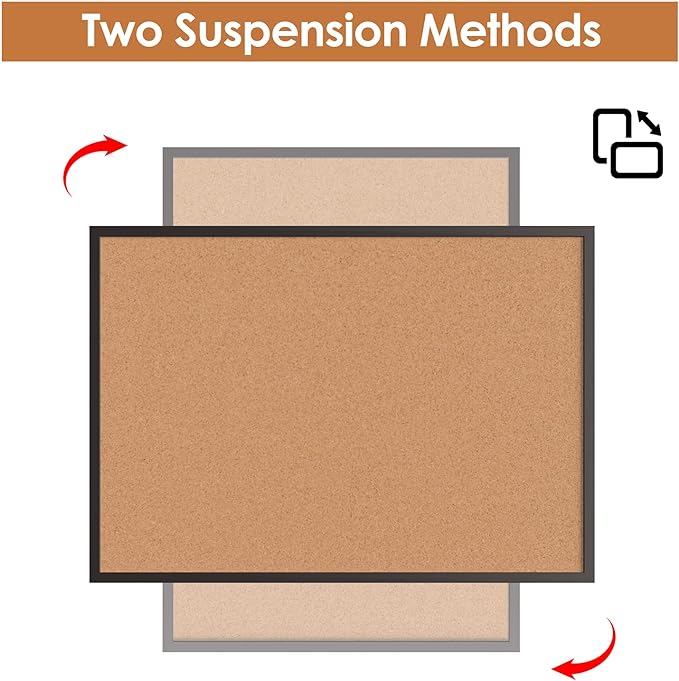 Board2by Cork Board Bulletin Board 48 x 36, Black Wood Framed 4x3 Corkboard, Office Board for Wall, Large Notice Pin Board for School, Home & Office