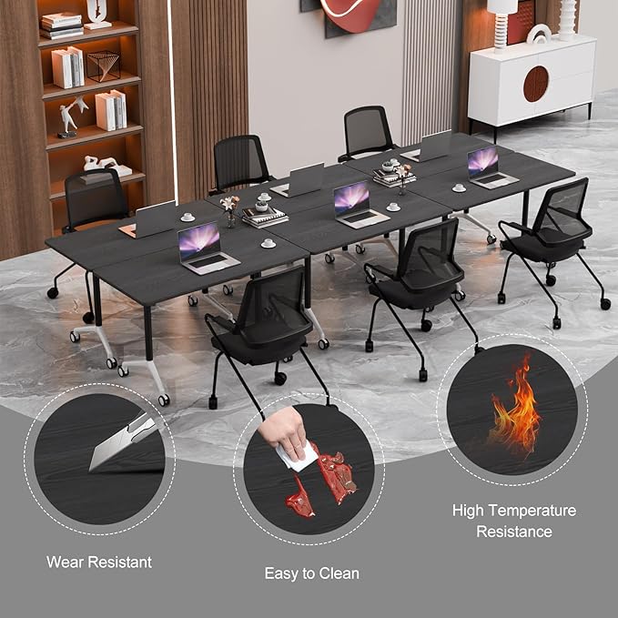 Conference Room Table with Flip-Top Design for Dynamic Meetings, Business Table Computer Desk with Heavy-Duty Frame,Foldable Seminar Meeting Tables for Home Office (2, F, 47.2IN)