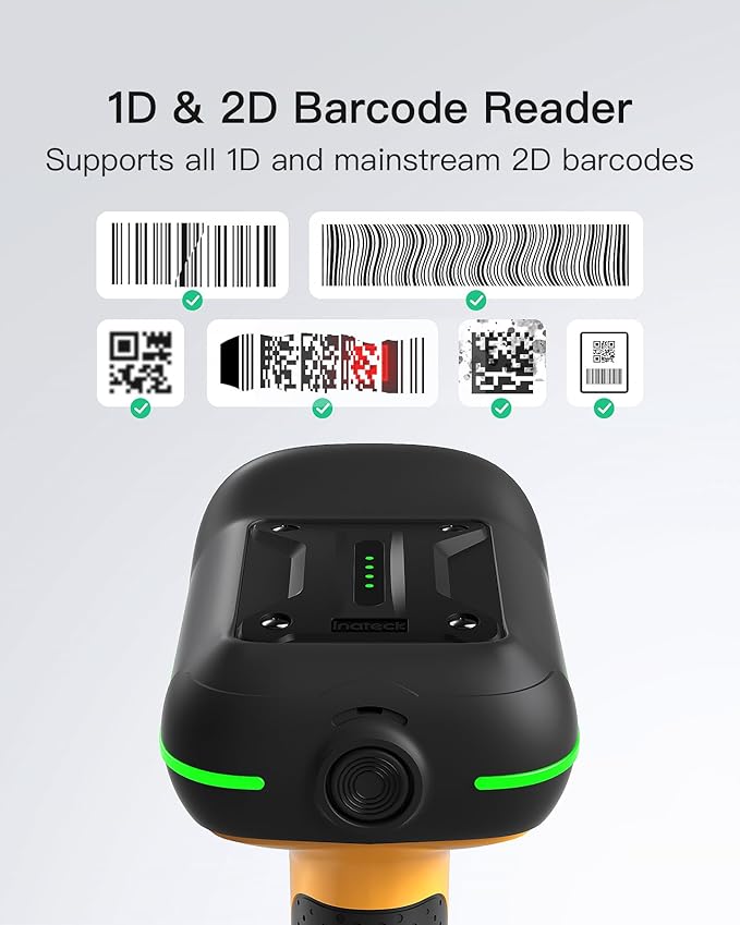 Inateck Industrial Barcode Scanner Bluetooth, 1D 2D QR Code Scanner Wireless with IP67 Waterproof and Dustproof, Handscanner with App & SDK, BCST-75