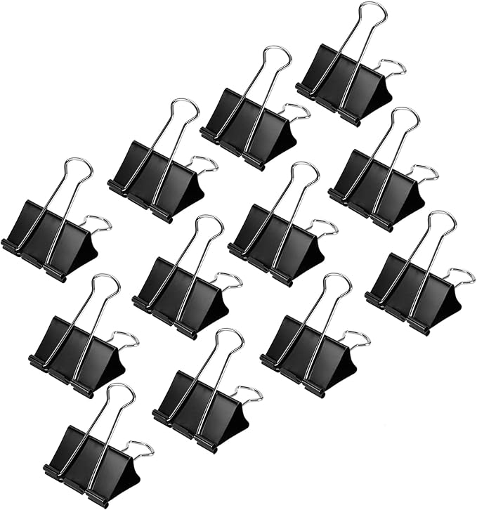 Amazon Basics Sturdy Binder Clips for Office Use, 144 Count (12 Pack of 12), Small, 0.75 in, Black