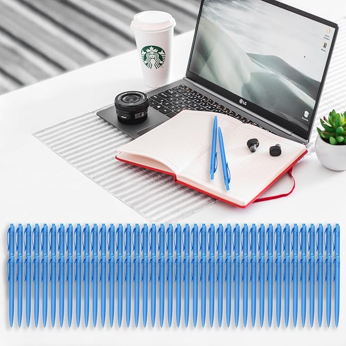 Aozora Blue Click Pens, 80 Pack, Retractable Ballpoint Pens, Medium Point, Smooth Ink, Perfect for Office and Writing