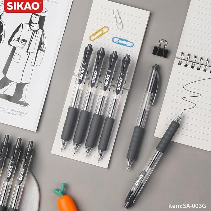 Gray Gel Pens Bulk 30 Pack Gray Pens Fine Point Smooth Writing No Smudge, CLOUD TOUCH Grip 0.7mm Black Gel Ink, Retractable Rollerball Pens for Server Office School, Lapiceros (GRAY)