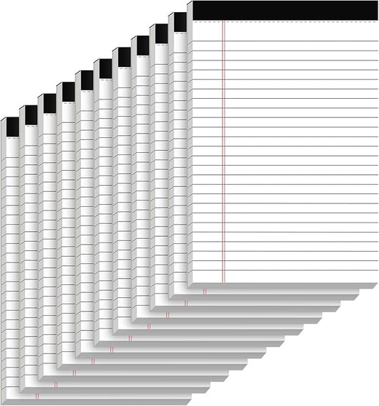 10 Pack of Legal Pad Writing Pads 5" x 8" Notepad 80gsm Recycled Paper Small Legal Pads 25 Lines Note Pads Perforated Legal Pads 30 Sheets Double-Sided Printing Legal Pads for School, College, Office