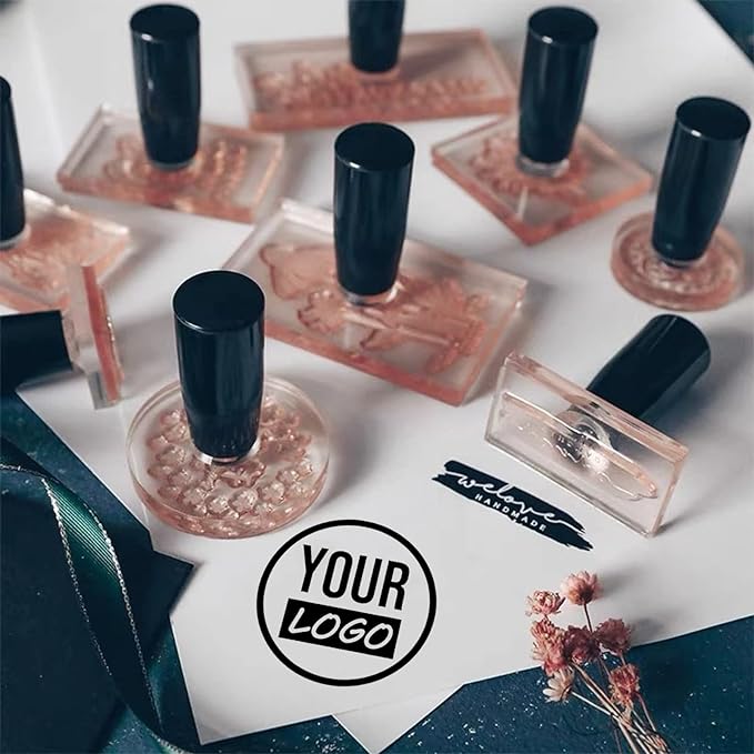 Custom Stamp with Logo Text - Personalized Rubber Stamp with Handle - Address Stamps for Business or Crafting - Square 1"