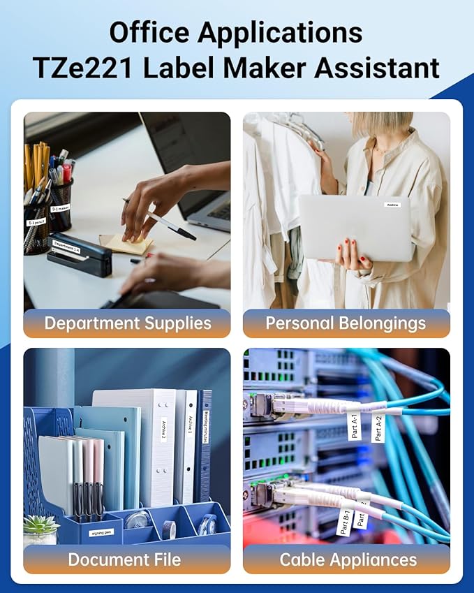 9mm Label Maker Tape TZe-221 Replacement for Brother TZe TZ Tape 9mm 0.35" Laminated (Black on White) P Touch Label Tape TZe221 for Brother PT-D220 H100 D410 D600 1890 H103W, 3 Pack